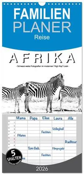 STYPPA / CALVENDO |  Familienplaner 2026 - AFRIKA - Schwarz-weiss Fotografien im modernen "High Key" Look mit 5 Spalten (Wandkalender, 21 x 45 cm) CALVENDO | Sonstiges |  Sack Fachmedien