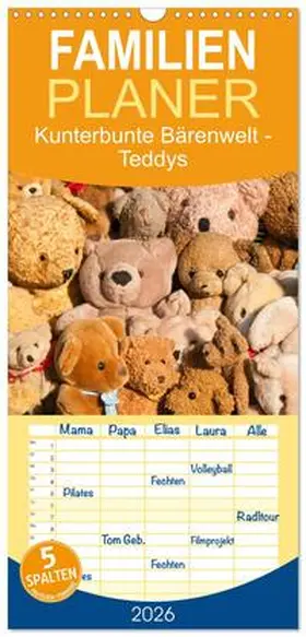 Bölts / CALVENDO |  Familienplaner 2026 - Kunterbunte Bärenwelt - Teddys mit 5 Spalten (Wandkalender, 21 x 45 cm) CALVENDO | Sonstiges |  Sack Fachmedien