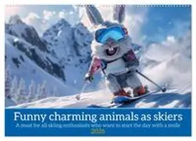 CALVENDO / Ruebsamen |  Funny charming animals as skiers (Wall Calendar 2026 DIN A2 landscape), CALVENDO 12 Month Wall Calendar | Sonstiges |  Sack Fachmedien