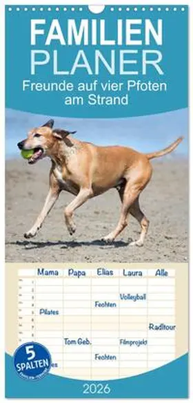 Bittner / CALVENDO |  Familienplaner 2026 - Freunde auf vier Pfoten am Strand mit 5 Spalten (Wandkalender, 21 x 45 cm) CALVENDO | Sonstiges |  Sack Fachmedien