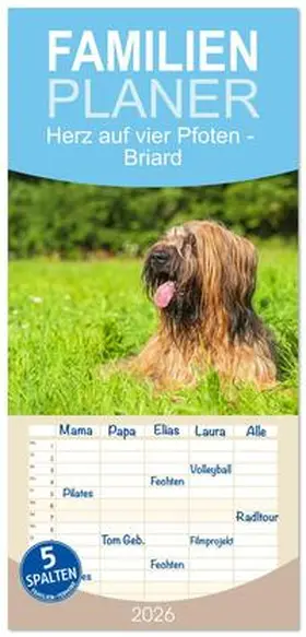 Starick / CALVENDO |  Familienplaner 2026 - Herz auf vier Pfoten - Briard mit 5 Spalten (Wandkalender, 21 x 45 cm) CALVENDO | Sonstiges |  Sack Fachmedien