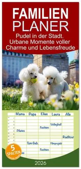 Hurley / CALVENDO |  Familienplaner 2026 - Pudel in der Stadt. Urbane Momente voller Charme und Lebensfreude mit 5 Spalten (Wandkalender, 21 x 45 cm) CALVENDO | Sonstiges |  Sack Fachmedien
