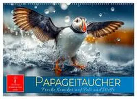 Roder / CALVENDO |  Papageitaucher - Freche Komiker auf Fels und Welle (Wandkalender 2026 DIN A2 quer), CALVENDO Monatskalender | Sonstiges |  Sack Fachmedien