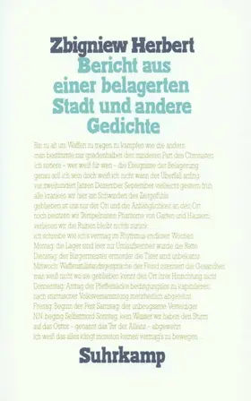 Herbert |  Bericht aus einer belagerten Stadt und andere Gedichte | Buch |  Sack Fachmedien
