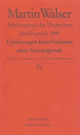 Walser |  Erfahrungen beim Verfassen einer Sonntagsrede | Buch |  Sack Fachmedien