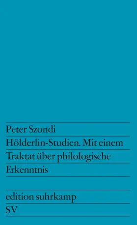 Szondi |  Hölderlin-Studien | Buch |  Sack Fachmedien