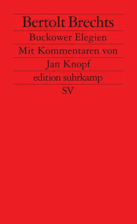 Brecht |  Brechts Bukower Elegien | Buch |  Sack Fachmedien