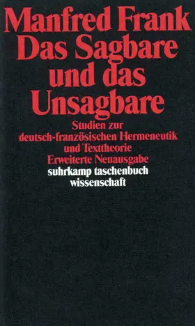Frank |  Das Sagbare und das Unsagbare | Buch |  Sack Fachmedien