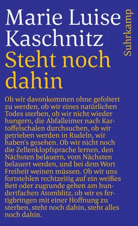 Kaschnitz | Steht noch dahin | Buch | 978-3-518-36557-1 | www.sack.de