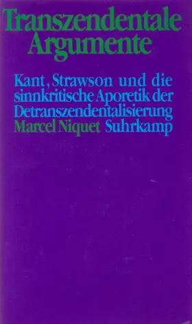 Niquet | Transzendentale Argumente | Buch | 978-3-518-58096-7 | sack.de