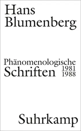 Blumenberg / Zambon | Phänomenologische Schriften | E-Book | www.sack.de