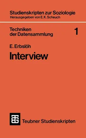 Erbslöh |  Techniken der Datensammlung 1 | Buch |  Sack Fachmedien