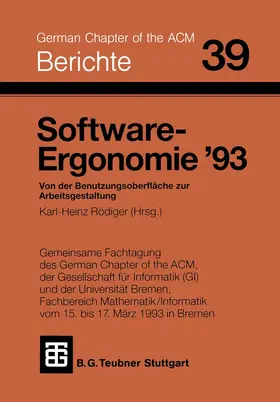 Rödiger |  Software-Ergonomie '93 | Buch |  Sack Fachmedien