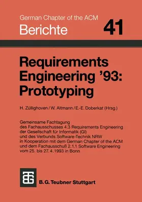 Züllighoven / Doberkat / Altmann |  Requirements Engineering '93: Prototyping | Buch |  Sack Fachmedien