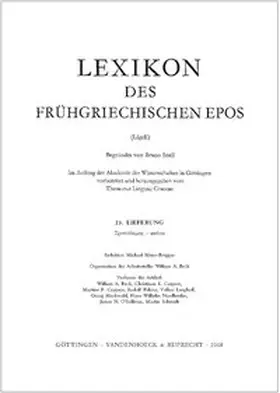 Thesaurus Linguae Graecae, Archiv für Griechische Lexikographie Universität Hamburg / Snell |  Lexikon des frühgriechischen Epos Lfg. 23 | Buch |  Sack Fachmedien