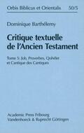 Barthelemy / Barthélemy |  Critique textuelle de l'Ancien Testament 05 | Buch |  Sack Fachmedien
