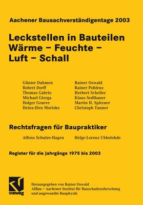 Oswald | Aachener Bausachverständigentage 2003 | Buch | 978-3-528-01756-9 | sack.de
