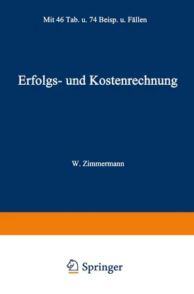 Zimmermann |  Erfolgs- und Kostenrechnung | Buch |  Sack Fachmedien