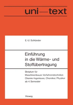 Schlünder |  Einführung in die Wärme- und Stoffübertragung | Buch |  Sack Fachmedien