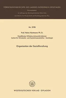 Hartmann |  Organisation der Sozialforschung | Buch |  Sack Fachmedien