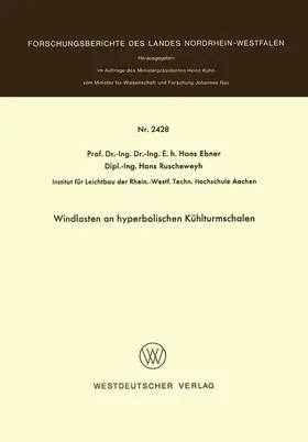 Ebner |  Windlasten an hyperbolischen Kühlturmschalen | Buch |  Sack Fachmedien