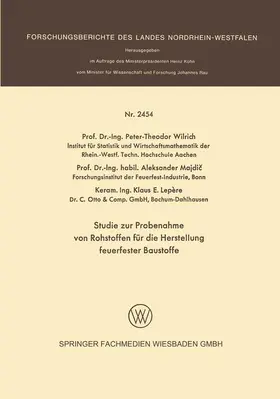 Wilrich / Lepere / Majdic |  Studie zur Probenahme von Rohstoffen für die Herstellung feuerfester Baustoffe | Buch |  Sack Fachmedien