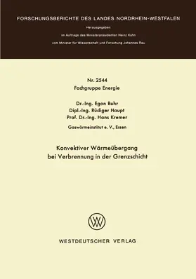 Buhr |  Konvektiver Wärmeübergang bei Verbrennung in der Grenzschicht | Buch |  Sack Fachmedien