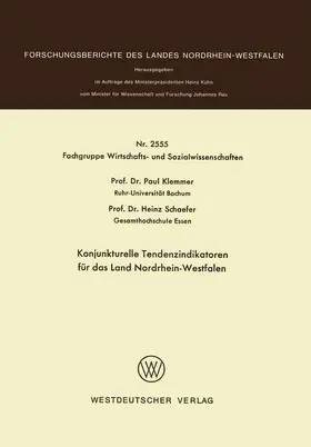 Klemmer |  Konjunkturelle Tendenzindikatoren für das Land Nordrhein-Westfalen | Buch |  Sack Fachmedien