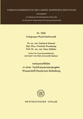 Himmel |  Isotopeneffekte in einer hochfrequenzerzeugten Wasserstoff-Deuterium-Entladung | Buch |  Sack Fachmedien