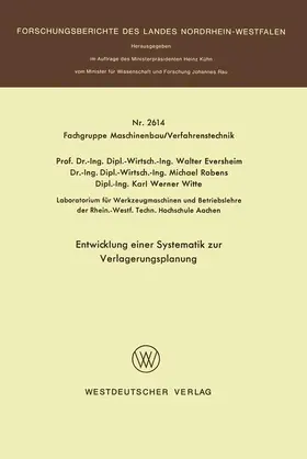 Eversheim |  Entwicklung einer Systematik zur Verlagerungsplanung | Buch |  Sack Fachmedien