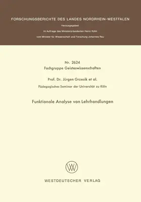 Grzesik |  Funktionale Analyse von Lehrhandlungen | Buch |  Sack Fachmedien