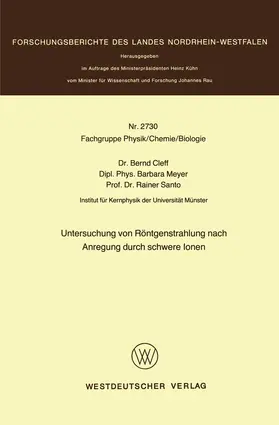 Cleff |  Untersuchung von Röntgenstrahlung nach Anregung durch schwere Ionen | Buch |  Sack Fachmedien