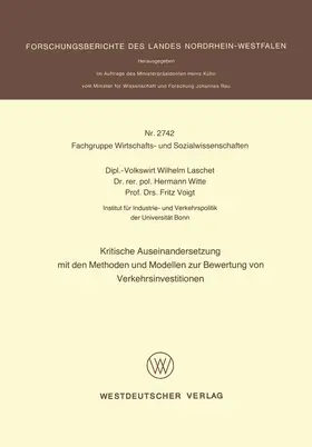 Laschet |  Kritische Auseinandersetzung mit den Methoden und Modellen zur Bewertung von Verkehrsinvestitionen | Buch |  Sack Fachmedien