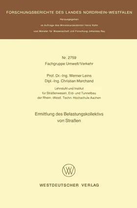 Leins |  Ermittlung des Belastungskollektivs von Straßen | Buch |  Sack Fachmedien