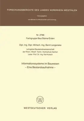 Langeneke |  Informationssysteme im Bauwesen | Buch |  Sack Fachmedien