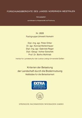Ditter | Kriterien der Belastung der Landschaft durch die Bodennutzun | Buch | 978-3-531-02828-6 | sack.de