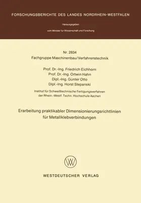 Eichhorn | Erarbeitung praktikabler Dimensionierungsrichtlinien für Metallklebverbindungen | Buch | 978-3-531-02834-7 | sack.de