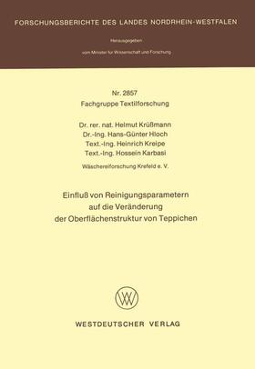Krüssmann | Einfluß von Reinigungsparametern auf die Veränderung der Obe | Buch | 978-3-531-02857-6 | sack.de