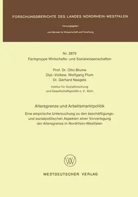 Blume |  Altersgrenze und Arbeitsmarktpolitik | Buch |  Sack Fachmedien