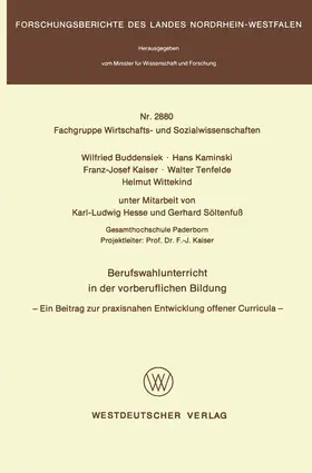 Buddensiek |  Berufswahlunterricht in der vorberuflichen Bildung | Buch |  Sack Fachmedien