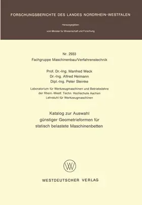 Weck |  Katalog zur Auswahl günstiger Geometrieformen für statisch belastete Maschinenbetten | Buch |  Sack Fachmedien