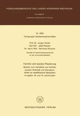 Kocka | Kocka, J: Familie und soziale Plazierung | Buch | 978-3-531-02953-5 | sack.de