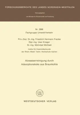 Franke |  Abwasserreinigung durch Adsorptionskoks aus Braunkohle | Buch |  Sack Fachmedien
