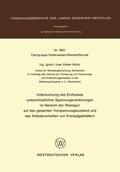 Münz |  Münz, U: Untersuchung des Einflusses unterschiedlicher Spann | Buch |  Sack Fachmedien