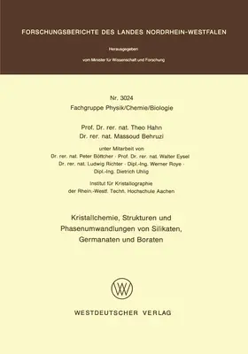 Hahn |  Kristallchemie, Strukturen und Phasenumwandlungen von Silikaten, Germanaten und Boraten | Buch |  Sack Fachmedien