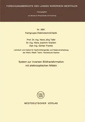 Tafel |  System zur inversen Bildtransformation mit elektrooptischen Mitteln | Buch |  Sack Fachmedien