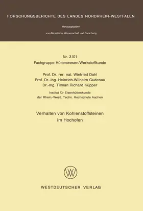 Dahl | Verhalten von Kohlenstoffsteinen im Hochofen | Buch | 978-3-531-03101-9 | www.sack.de