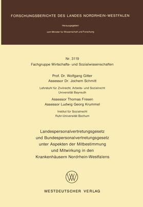 Gitter | Gitter, W: Landespersonalvertretungsgesetz und Bundespersona | Buch | 978-3-531-03119-4 | sack.de