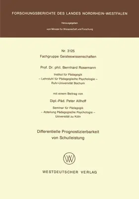 Rosemann |  Differentielle Prognostizierbarkeit von Schulleistung | Buch |  Sack Fachmedien