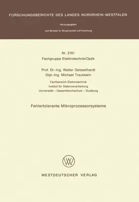 Geisselhardt |  Fehlertolerante Mikroprozessorsysteme | Buch |  Sack Fachmedien